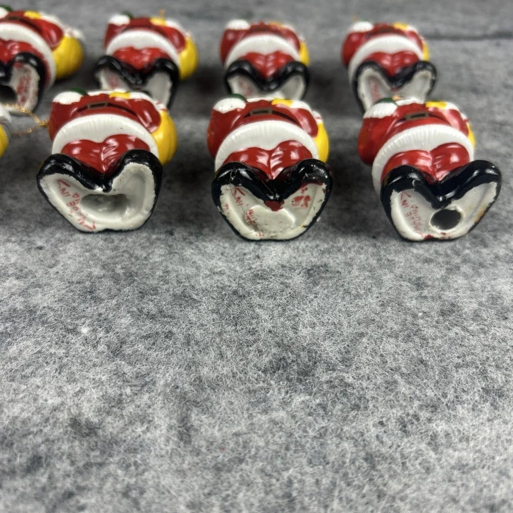 Lot of 8‎ Vintage Christmas Ornament Santa Claus Red White Ceramic Tree Decor